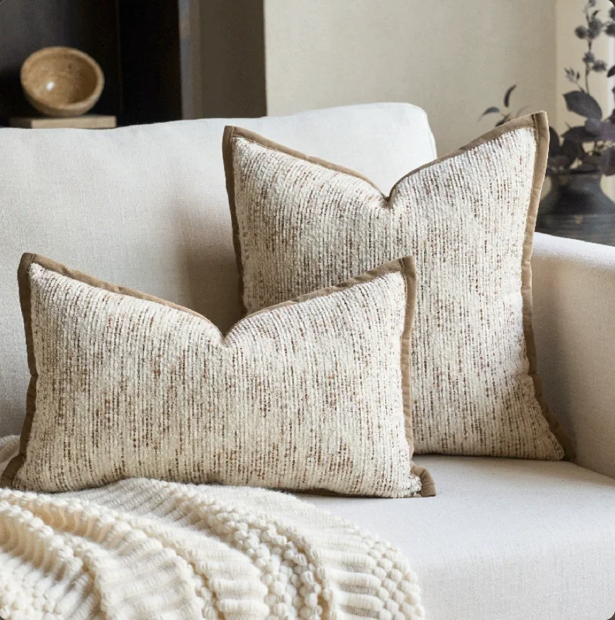 Textured Boucle Throw Pillow Cover, Woven Speckled Solid Cushion Cover Luxury Decorative Pillowcase for Sofa Living Room Home