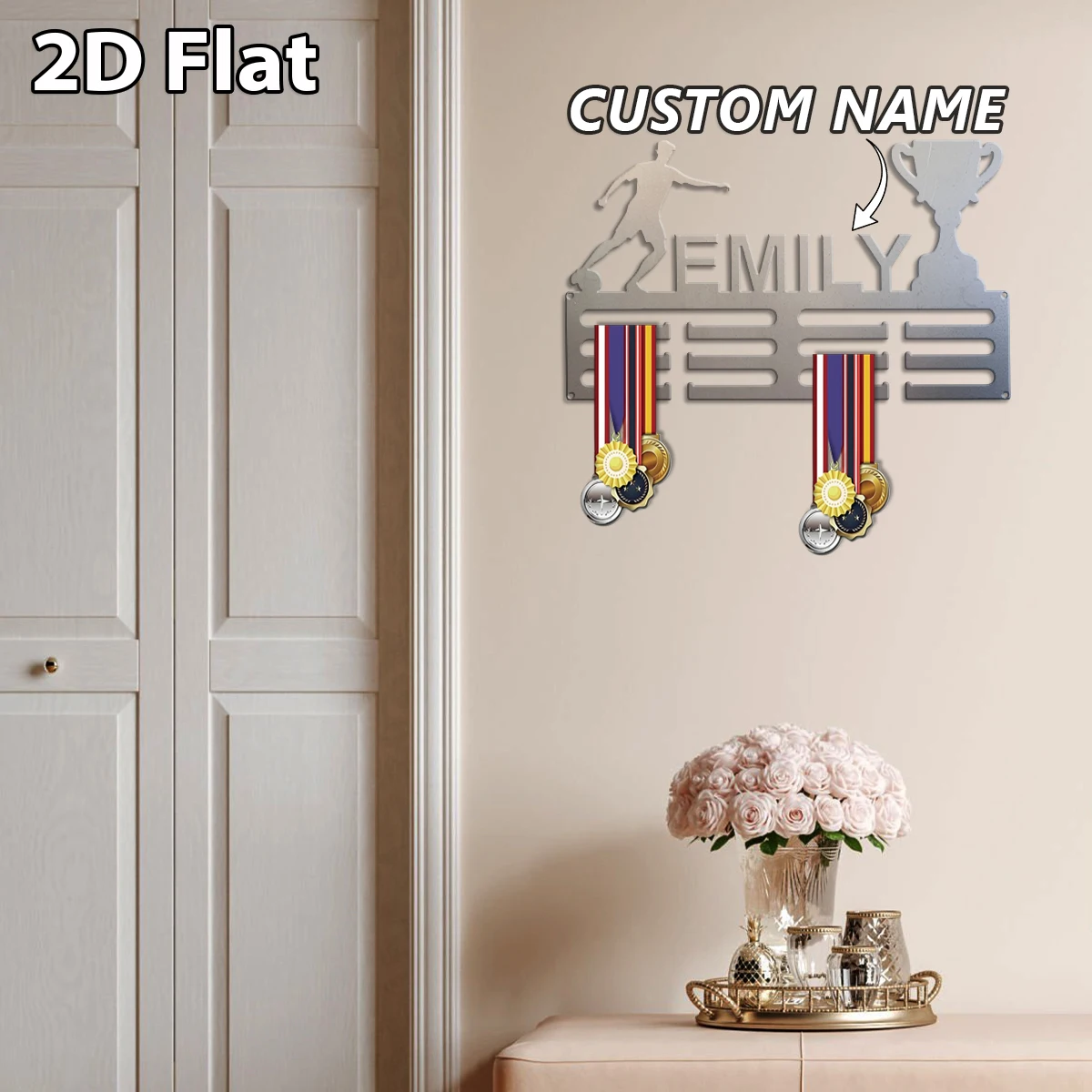 1pc Custom Football Cup metal medal hook,Metal Wall Art,As Wedding Decor for Room Office, Party Decor,Best Gift for Friends
