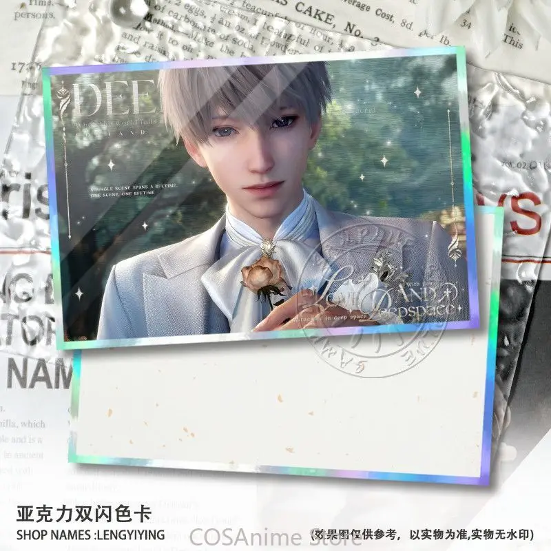 Love and Deepspace Xavier Zayne Anime Game Cosplay Acrylic Double Flash Coloured Paper Desk Stand Collection Card Xmas Gift view 5