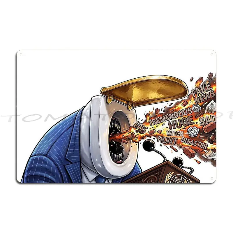 Toilet Trump Metal Plaque Retro Wall Decor Design Kitchen Customized Tin Sign Poster