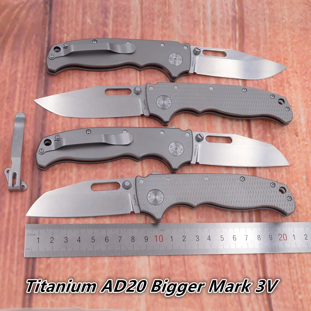 

JUFULE Newest Big Ad20 Shark Ceramic Bearing Titanium Handle Mark 3V Folding Tactical Camping Hunting EDC Tool Utility Knife