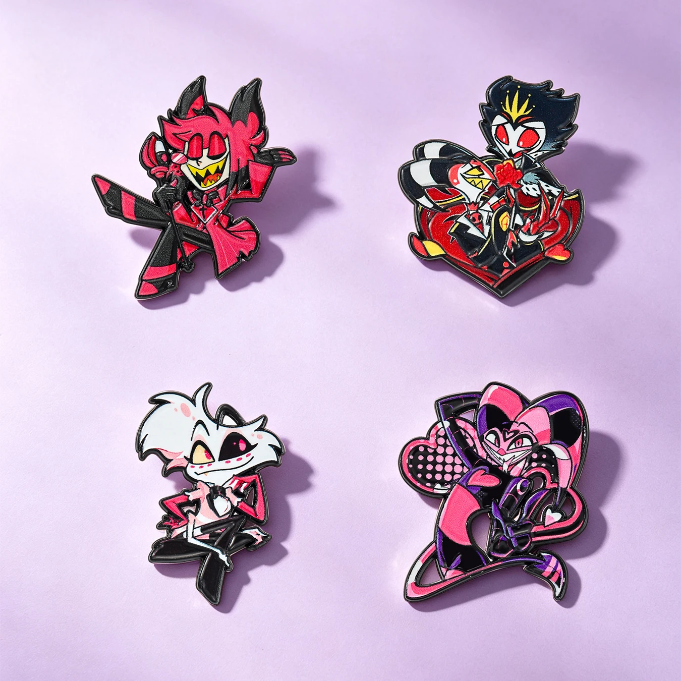 4-teiliges Set Fantasy-Dämonen-Charakter-Hartemaille-Pins, niedliche Cartoon-Monster-Motiv-Metall-Anstecknadeln, dekorative Abzeichen für Taschen – Detail 4