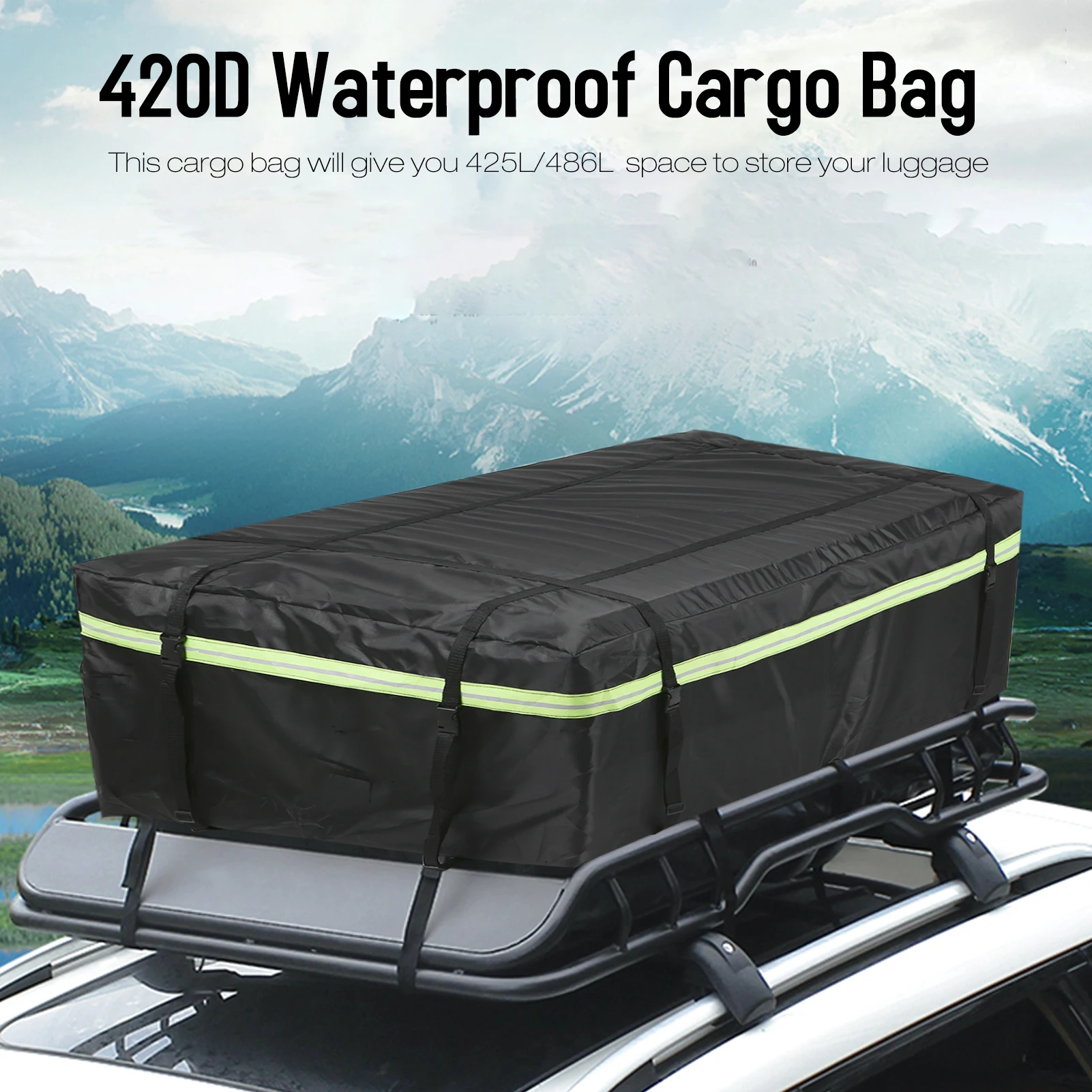 Waterproof Cargo Bag Car Roof Cargo Carrier with Night Reflective Strip Universal Luggage Bag Storage Cube Bag Travel Camping