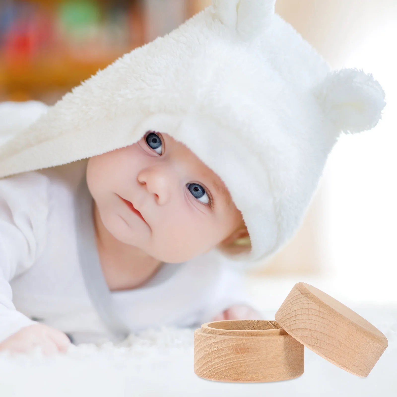 

1pcs Cute Wooden Tooth Baby First Tooth Holder Keepsake Storage Organizer Portable Kids Collector Fetal Hair Case Small Trinket