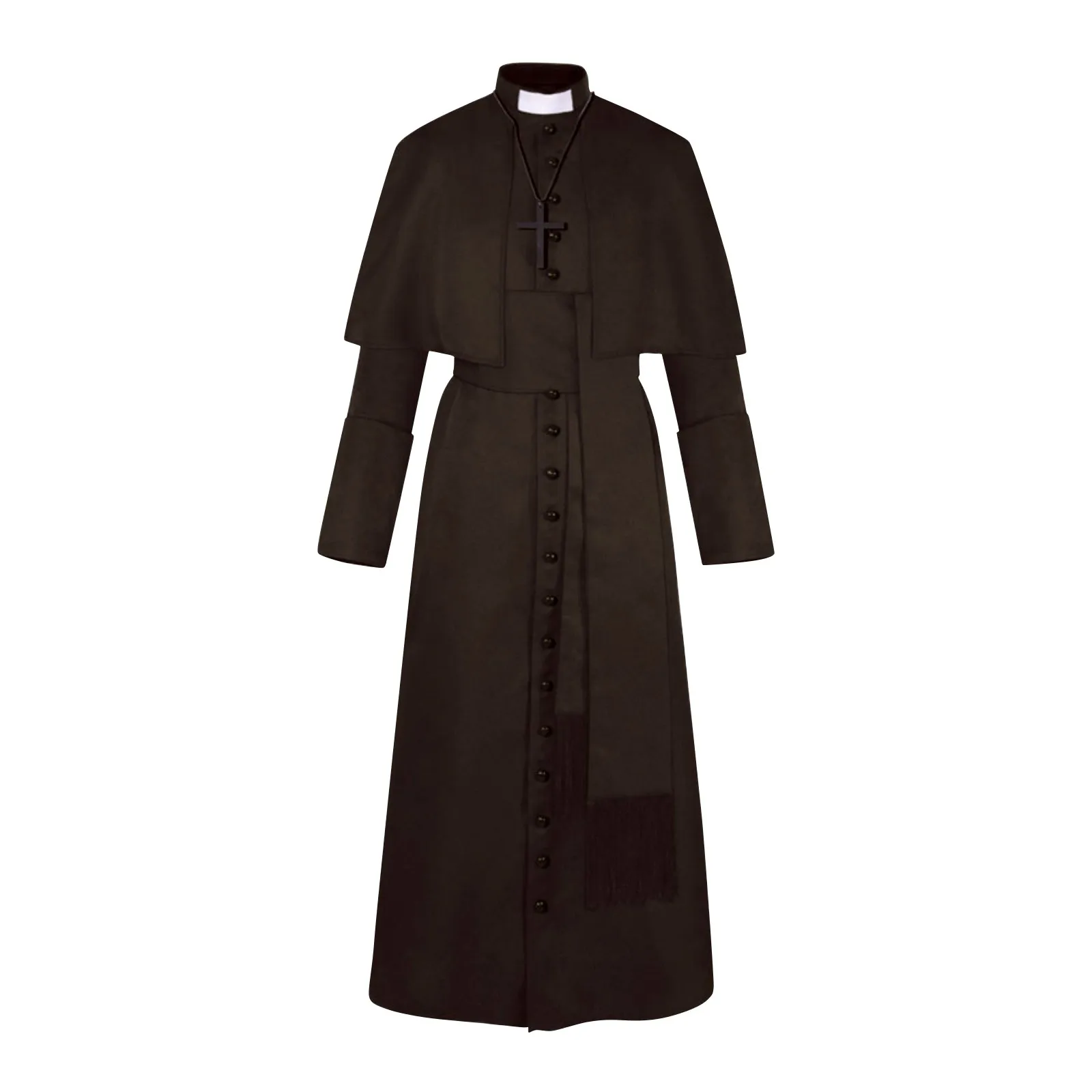 Renascimento medieval Cosplay Trajes, Sacerdote Retro, Igreja Católica, Religião Sacerdote Papal, Pregador em Massa Robe Sólido, Clero Pano