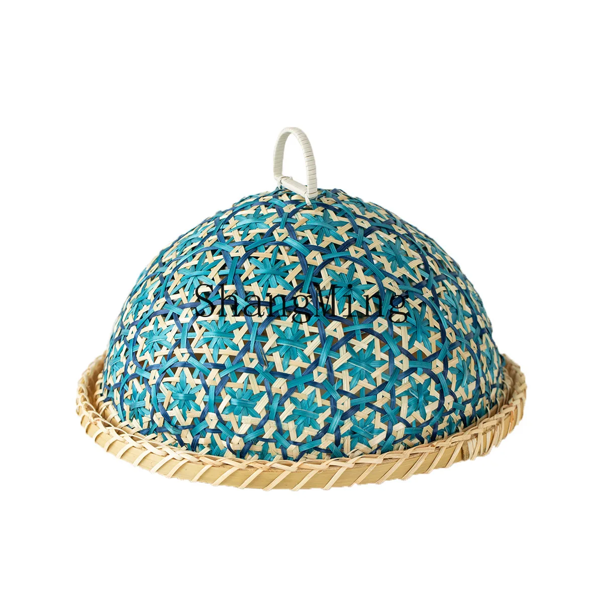 

PYH handmade rattan fruit plate bread basket round with lid insect-proof dining table cover fruit vegetable umbrella