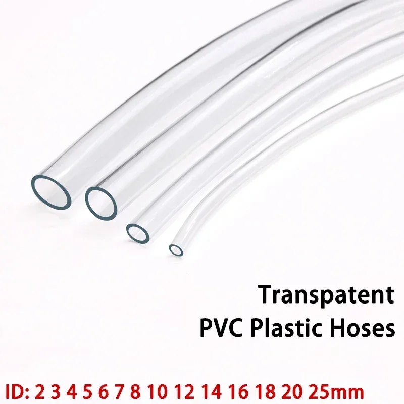 Tuyau souple en PVC transparent de haute qualité, 1m/3m, ID 2 3 4 5 6 8 10 12 14 16 18 20 25mm, plastique inodore, tube flexible pour pompe à eau