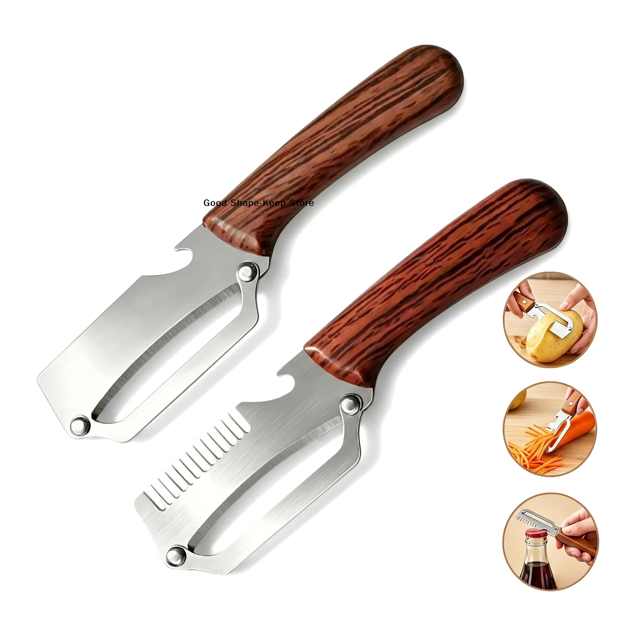 daily2-in-1 3-in-1 Multifunctional Vegetable Peeler With Bottle Opener For Peeling And Slicing Fruits Shredding Scallions