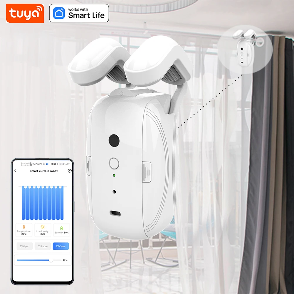 

Tuya Smart Home Curtain Motor Wifi Voice Control Switch Robot APP Control Timer Setup Compatible With Alexa Google Home