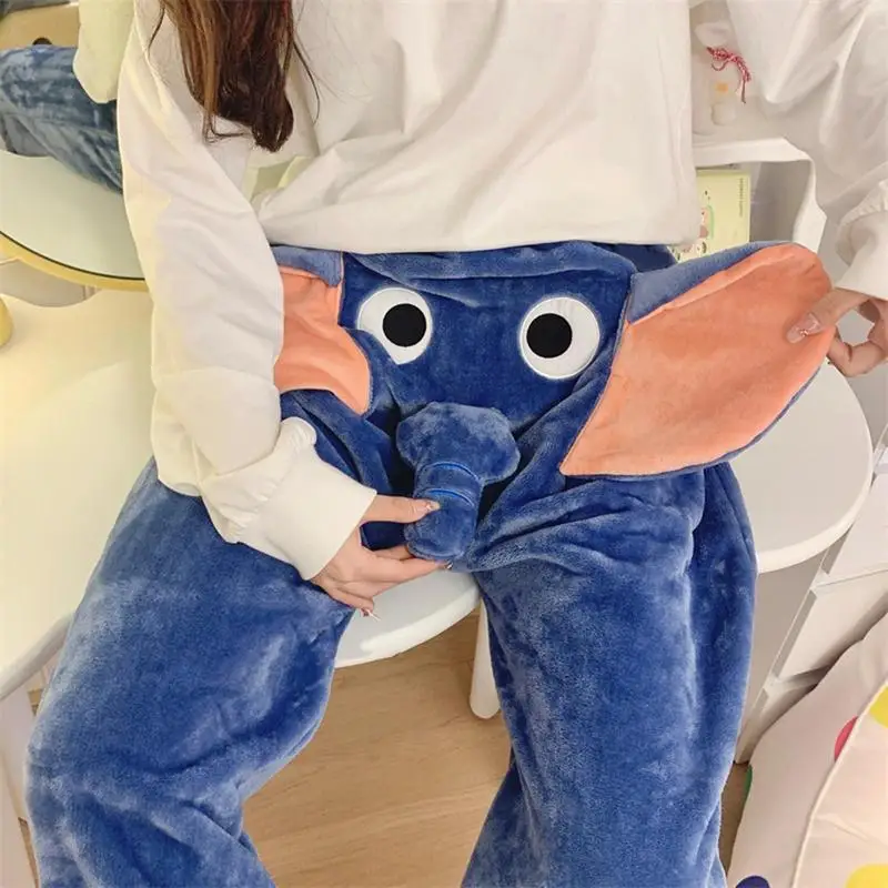 Winter Pajama Pants Soft Funny Elephant Trousers Women's Pajama Bottoms For Winter Party Night Hotel Traveling Walking Home