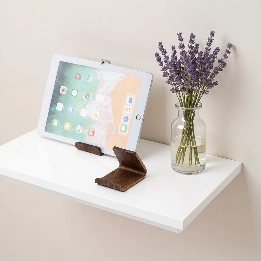 Tablet Holder Stylish Solid Wood Phone Stand Desktop Phone Cradle Stable Ergonomic Cell Phone Stand For Video Meetings Streaming
