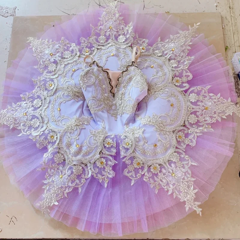 Tutús de Ballet profesional para niños y mujeres, tutú de Lago de los Cisnes, púrpura y blanco, disfraces de baile moderno, vestido de Ballet para niñas