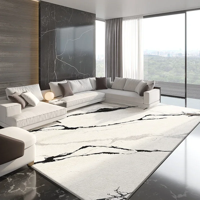 French Style Carpets for Living Room Black White Minimalist Plush Carpet Fluffy Soft Bedroom Decor Thicken Rug Luxury Lounge Mat