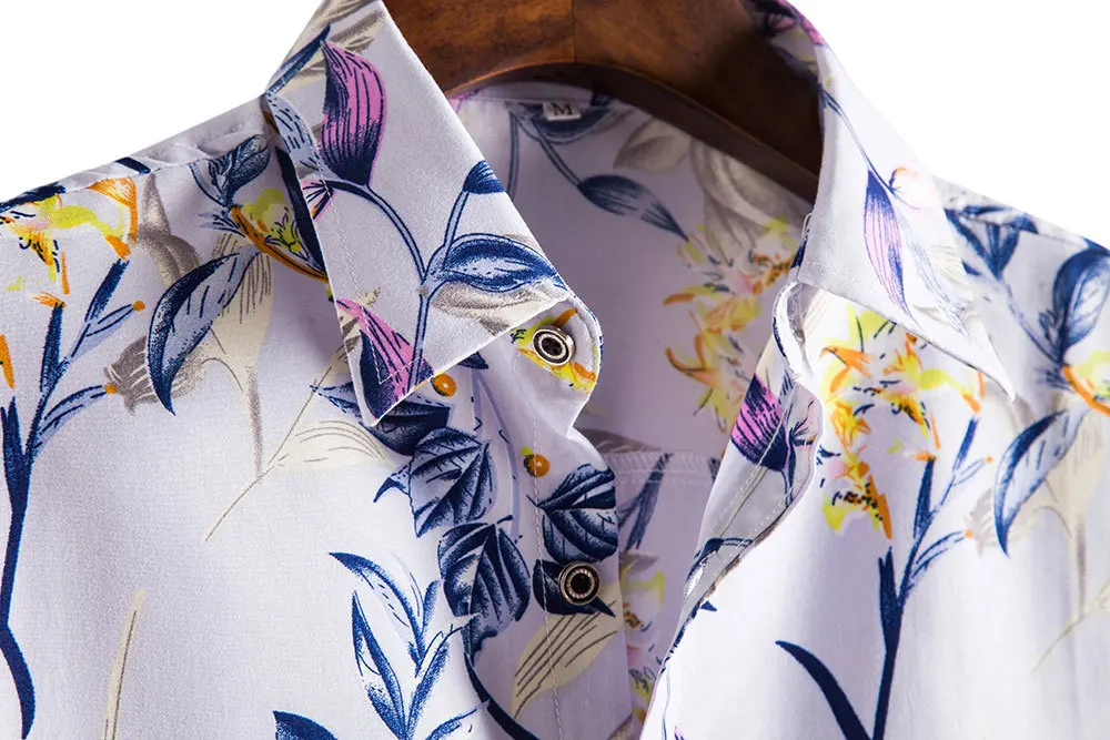 Camisa floral havaiana de manga curta masculina, top de férias, moderno, europeu e americano, novo, 2024