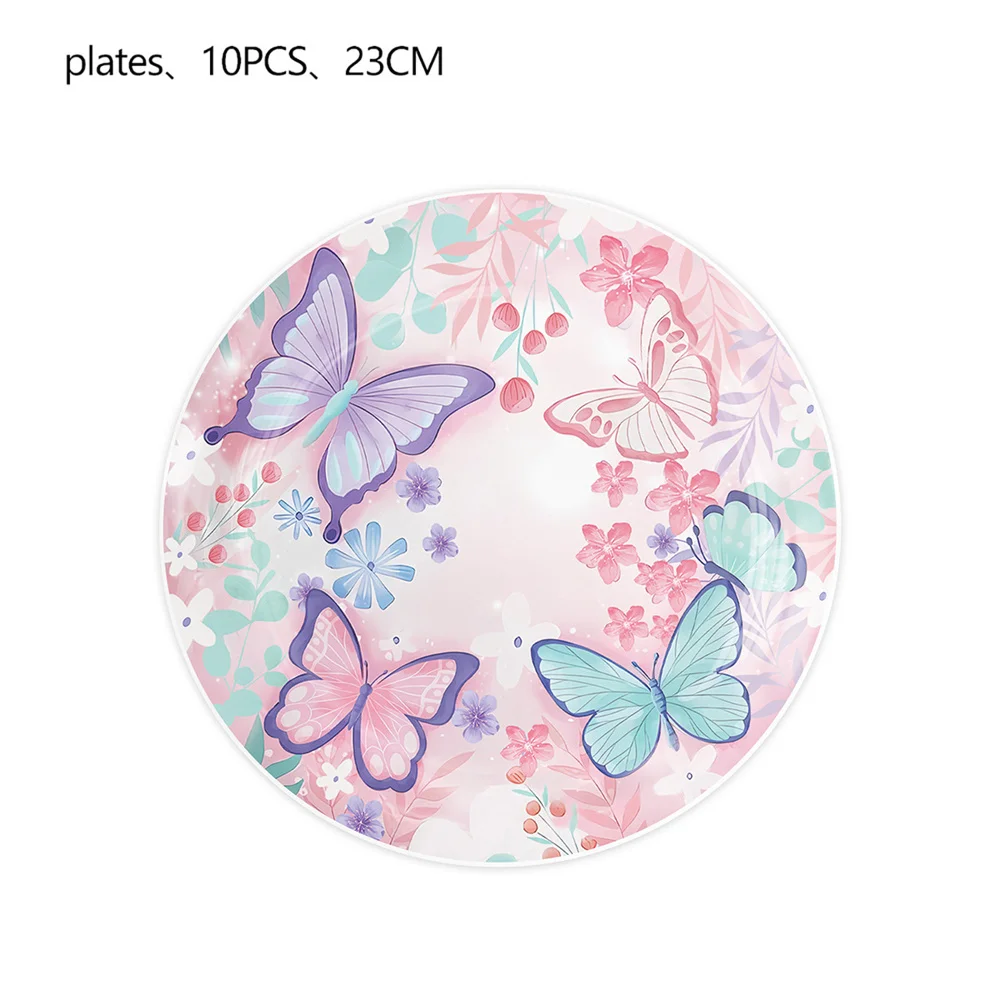 Purple Pink Butterfly Disposable Tableware Decorative Butterfly Birthday Party Decoration For Girl Baby Shower Gift Butterflies