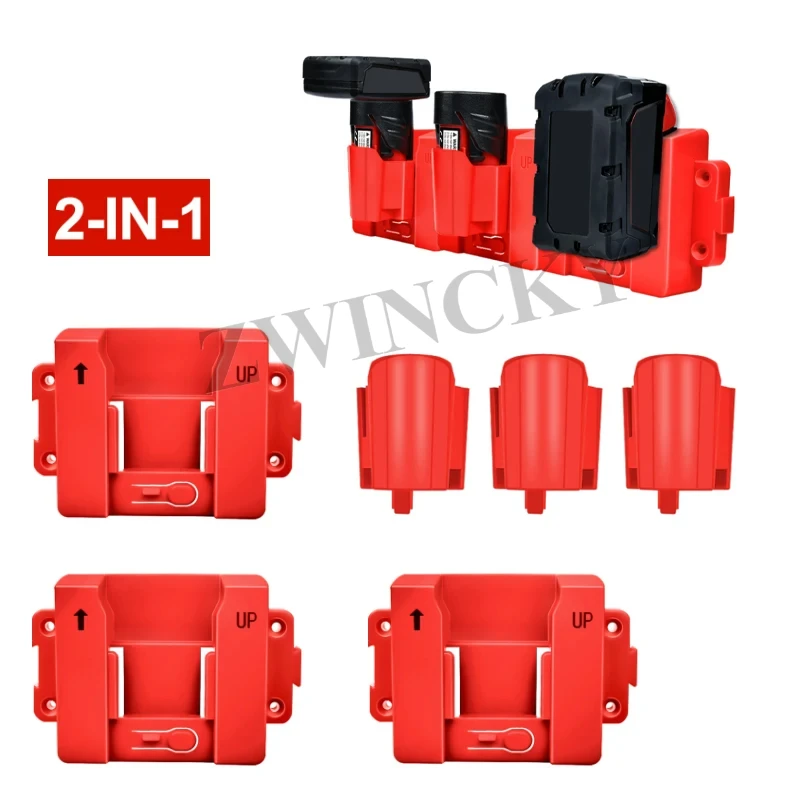 

Suitable for Milwaukee 12V18V Lithium Battery 2-in-1 Storage Wall Bracket Battery Holder Wall Mount for M12-18 Universal Bracket