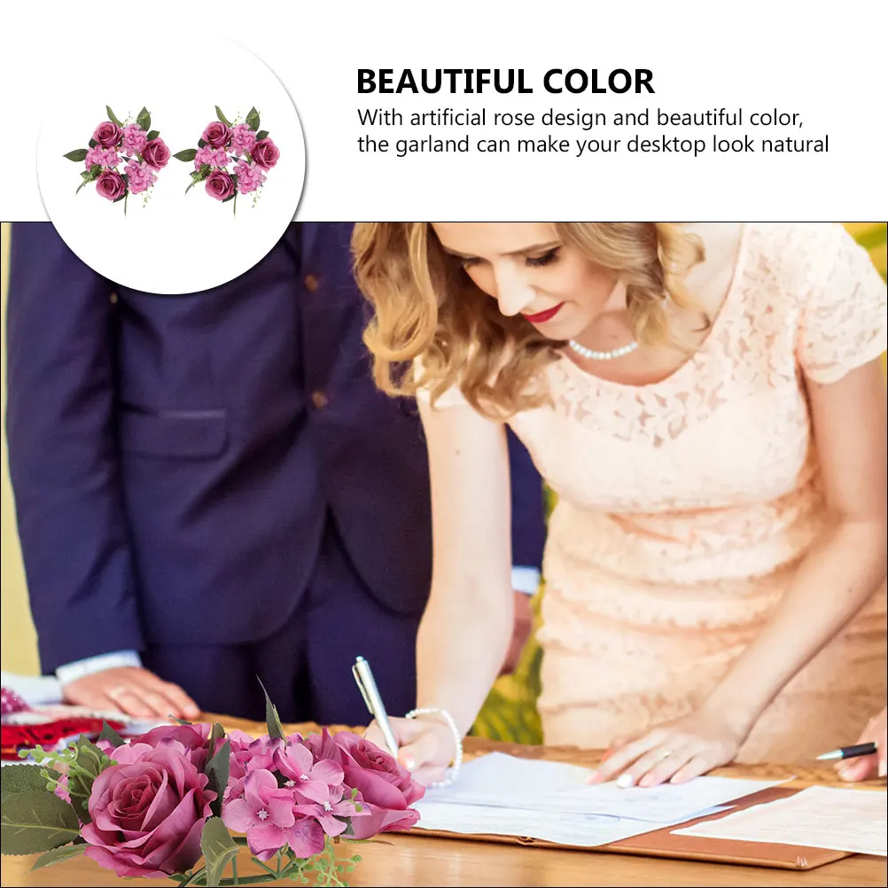 

2 Pcs Premium Artificial Wreath Floral Garland Decorative Pillar Wedding Table Centerpiece Rose Wreath