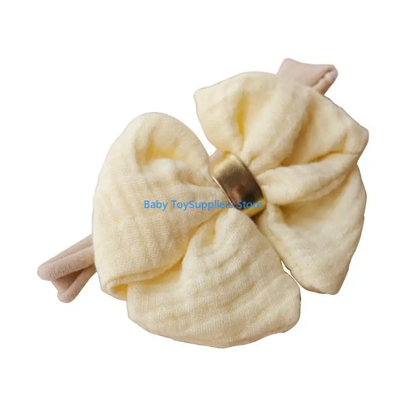 

R1WF Cotton Bowknot Hairband for Infants Elastic Head Bands Infant Newborn Turban