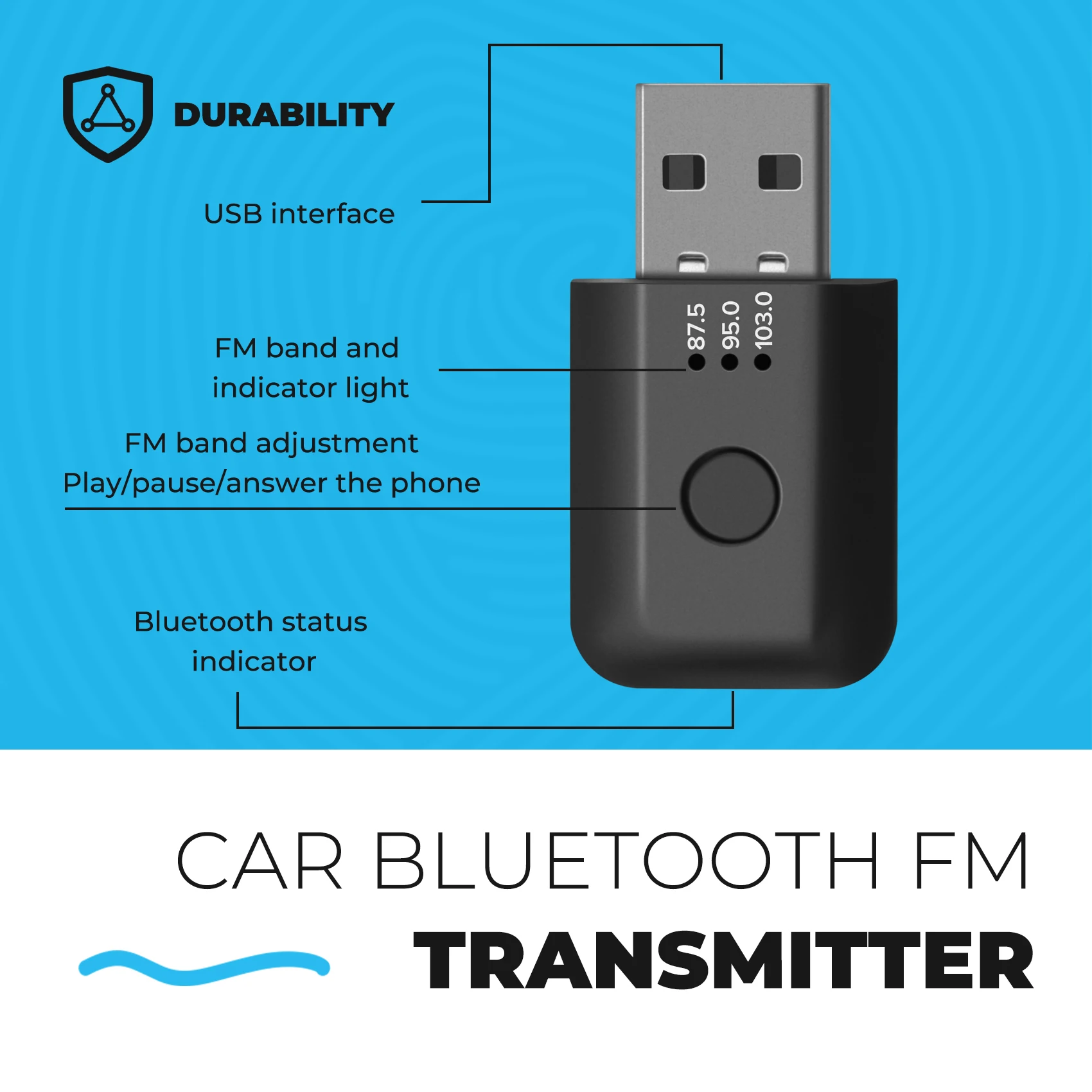 ABNP Samochodowy nadajnik-odbiornik Bluetooth 5.1 FM Zestaw głośnomówiący Mini USB Bluetooth Zestaw samochodowy Automatyczny bezprzewodowy samochodowy adapter audio