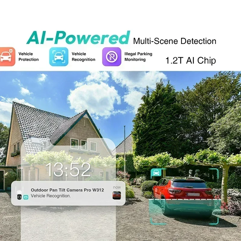 Botslab 3MP/4MP HD Câmera interna/externa sem fio PTZ WiFi IP66 Smart Home Cam Sirene e alarme de luz Full Color Night Vision Cam