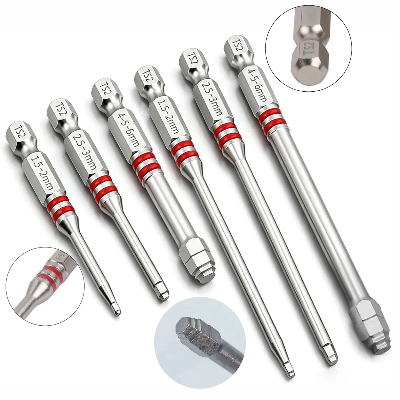 6Pcs Magnetic Hex Screwdriver Bit Set, Stepped Allen Wrench Drill Bits with 1/4