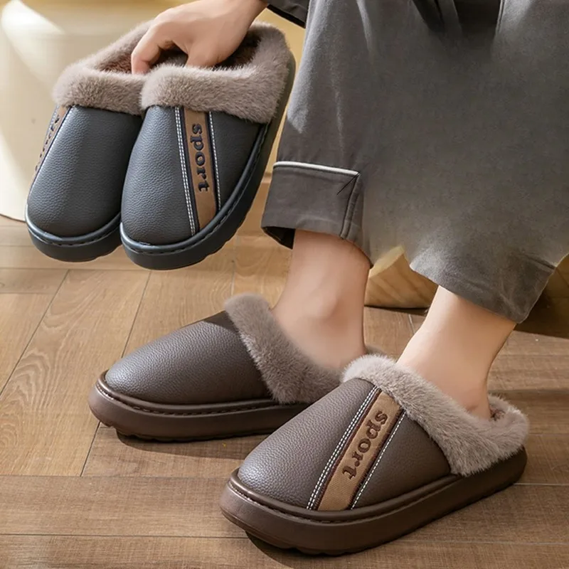 Thick-soled Cotton Slippers Large-size Men's Cotton Shoes 2025 New Middle-aged and Elderly Home Indoor Non-slip Warm Shoes
