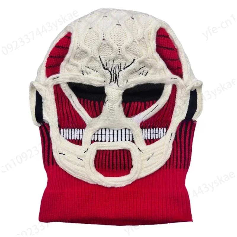 

Attack On Titan Mask popular Ski mask Riding face mens caps handmade fall winter warm beanies face mask hats for men