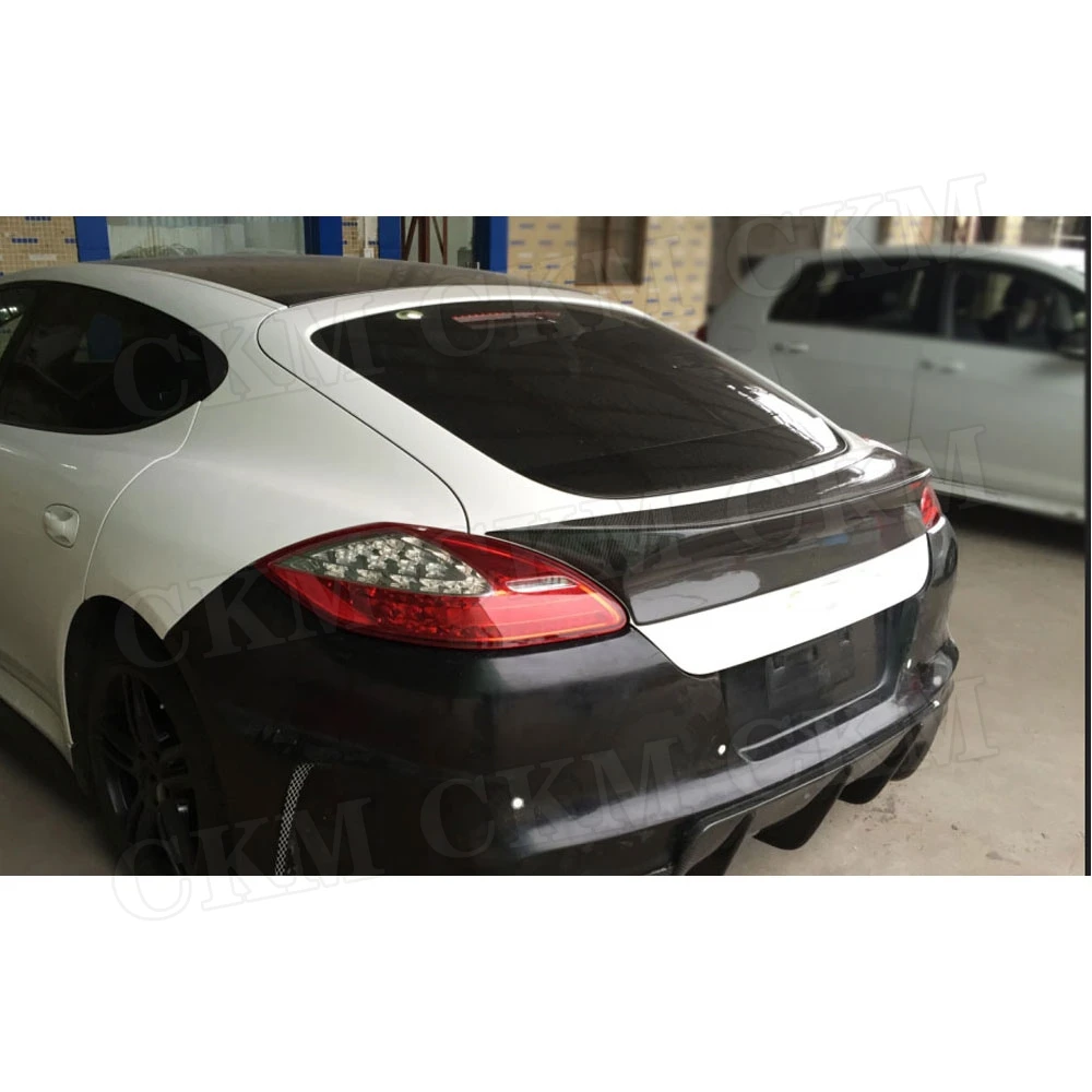 Carbon Fiber/FRP Black V Style Rear Trunk Spoiler For Porsche Panamera S 970.1 2009-2013 Car Boot Trim Wings Bodykits Accessory