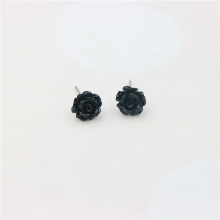 ZFSILVER 100% S925 Sterling Silver Fashion Trendy Sweet Lovely Simple More Color Resin Camellia Flower Earrings  For Women Gifts