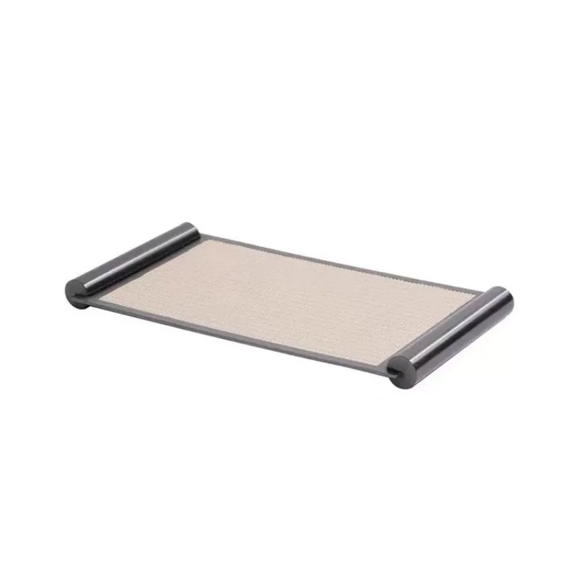 Modern simple and creative metal leather square tray, model room sales office  coffee table storage ornament