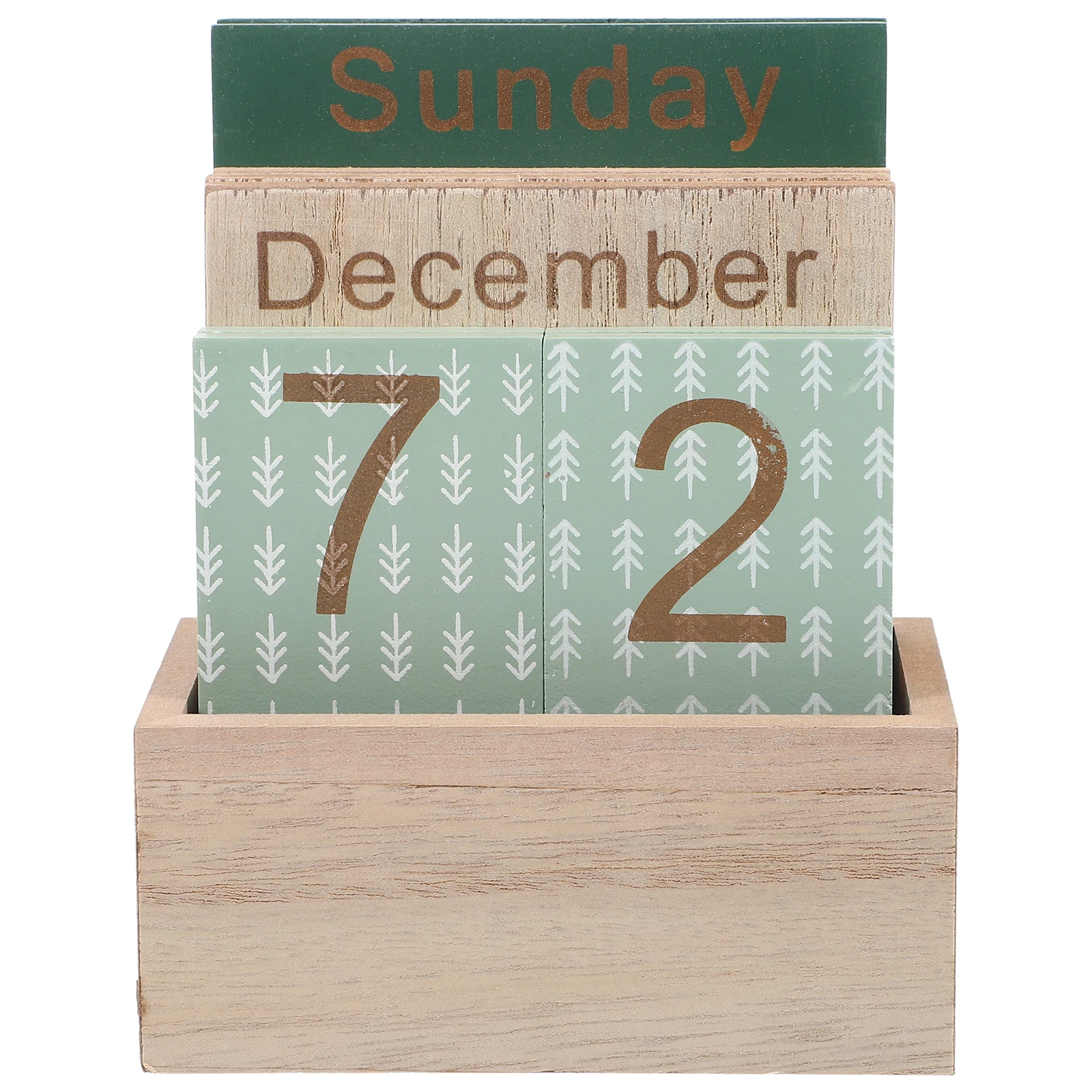 

Wooden Calendar Display Blocks D Style Green Reusable Perpetual Desk Calendars Office Stationery Wooden Cube Tabletop Home