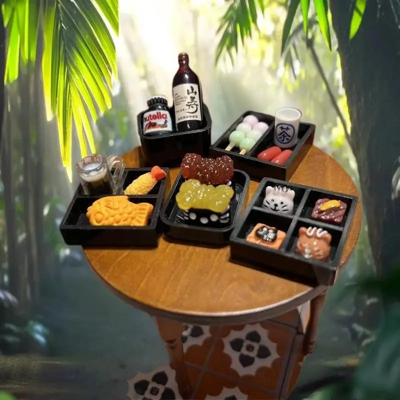 Ornamental 5-Piece Miniature Japanese Cuisine Set, Dollhouse Kitchen Accessories, Kids Pretend Play Toy and Ideal Gift
