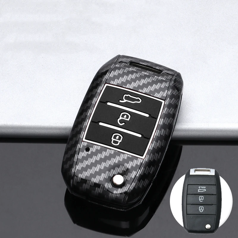 Carbon Car Flip Key Case Cover Shell For KIA Rio 3 K2 Ceed Cerato K3 K5 Sorento Sportage Soul K4 Picanto Optima Forte Stinger