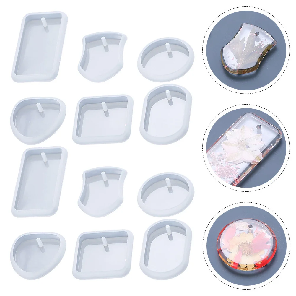 

12Pcs Silicone Resin Molds for Epoxy Pendant Keychain Charm DIY Crafts Making Tool Resin Molds Silicone Craft Making Supplies