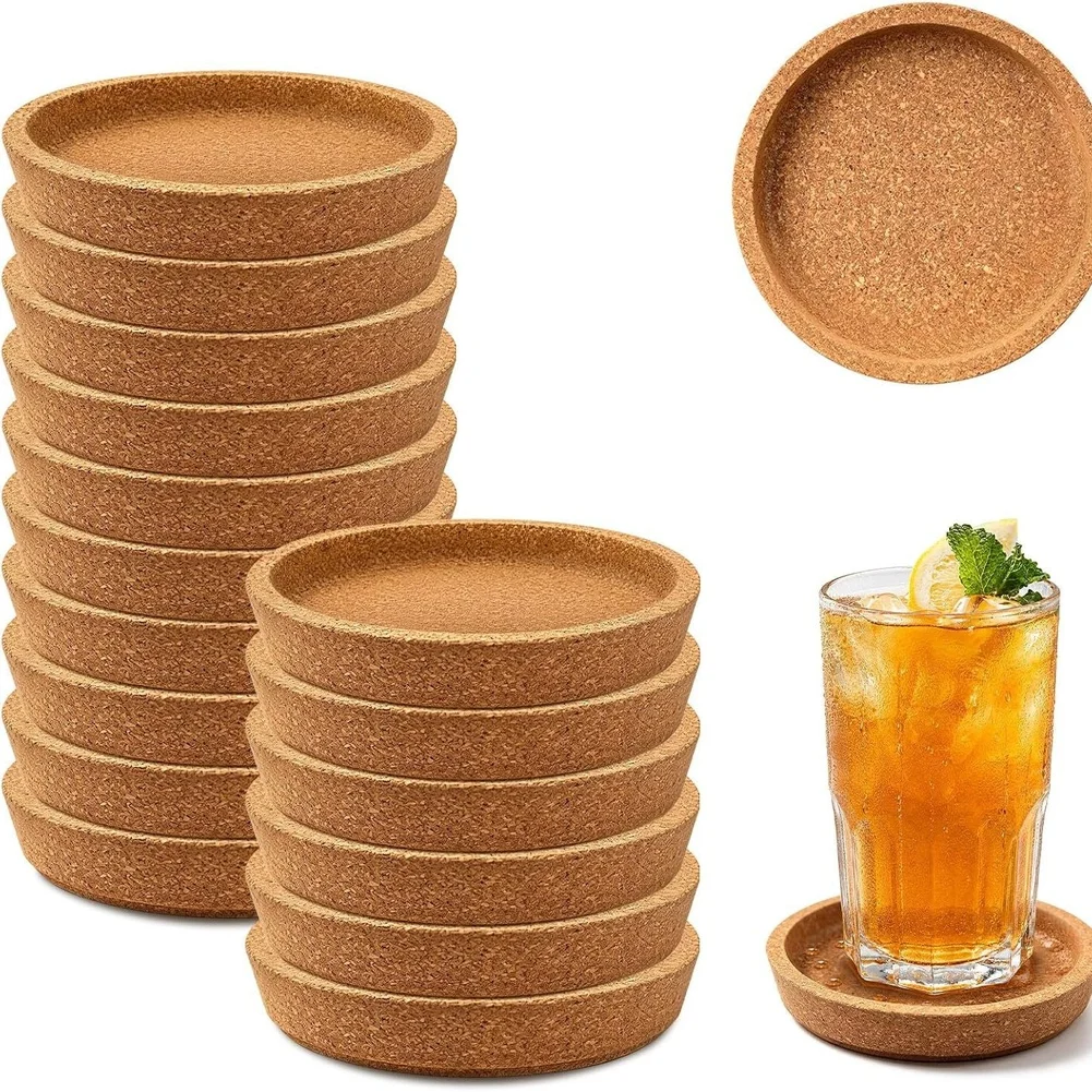 As Shown Cork Coasters Set Non Slip Cup Mats Natural Cork Material Soft Cork Particles Excellent Heat Absorption