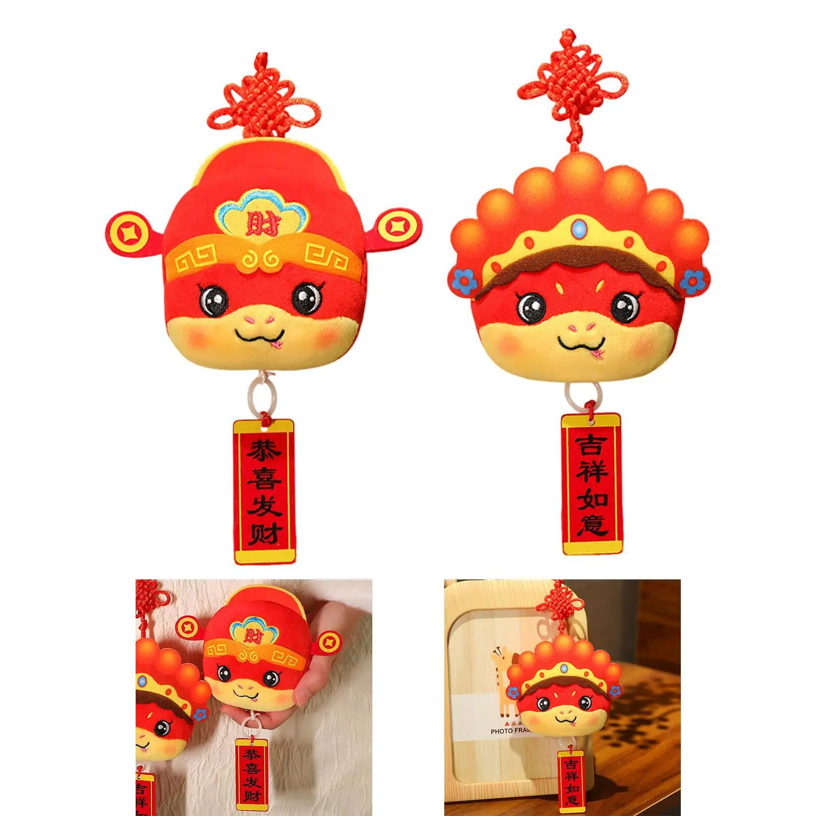 2025 Chinese Snake Year Mascot Stuffed Doll Traditional New Year Decor Cute Chinese New Year Pendant for Study Room Home