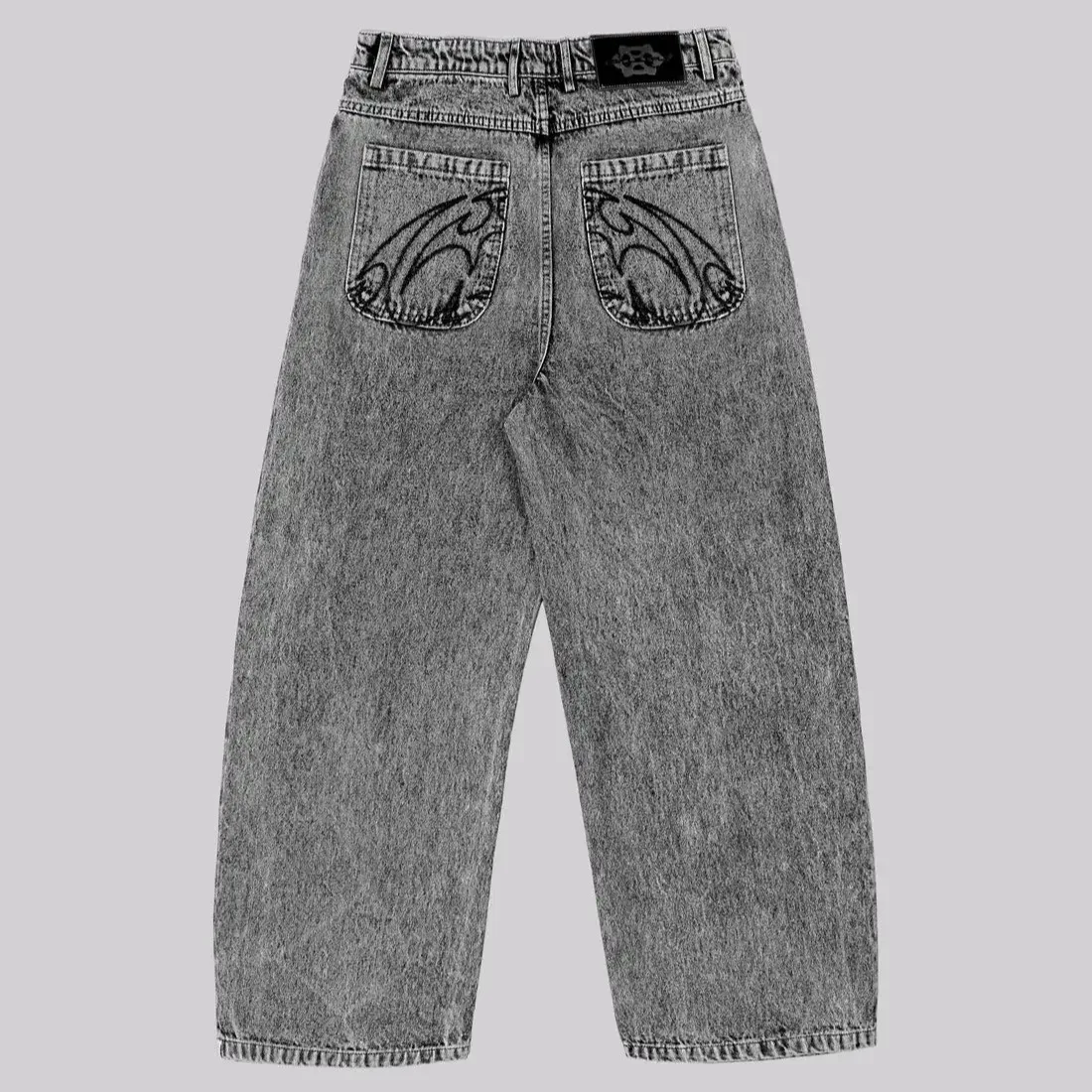

Retro American High Street Streetwear Harajuku Hip Hop Embroidered Washed Loose Straight Leg Jeans Men Women Casual Jeans
