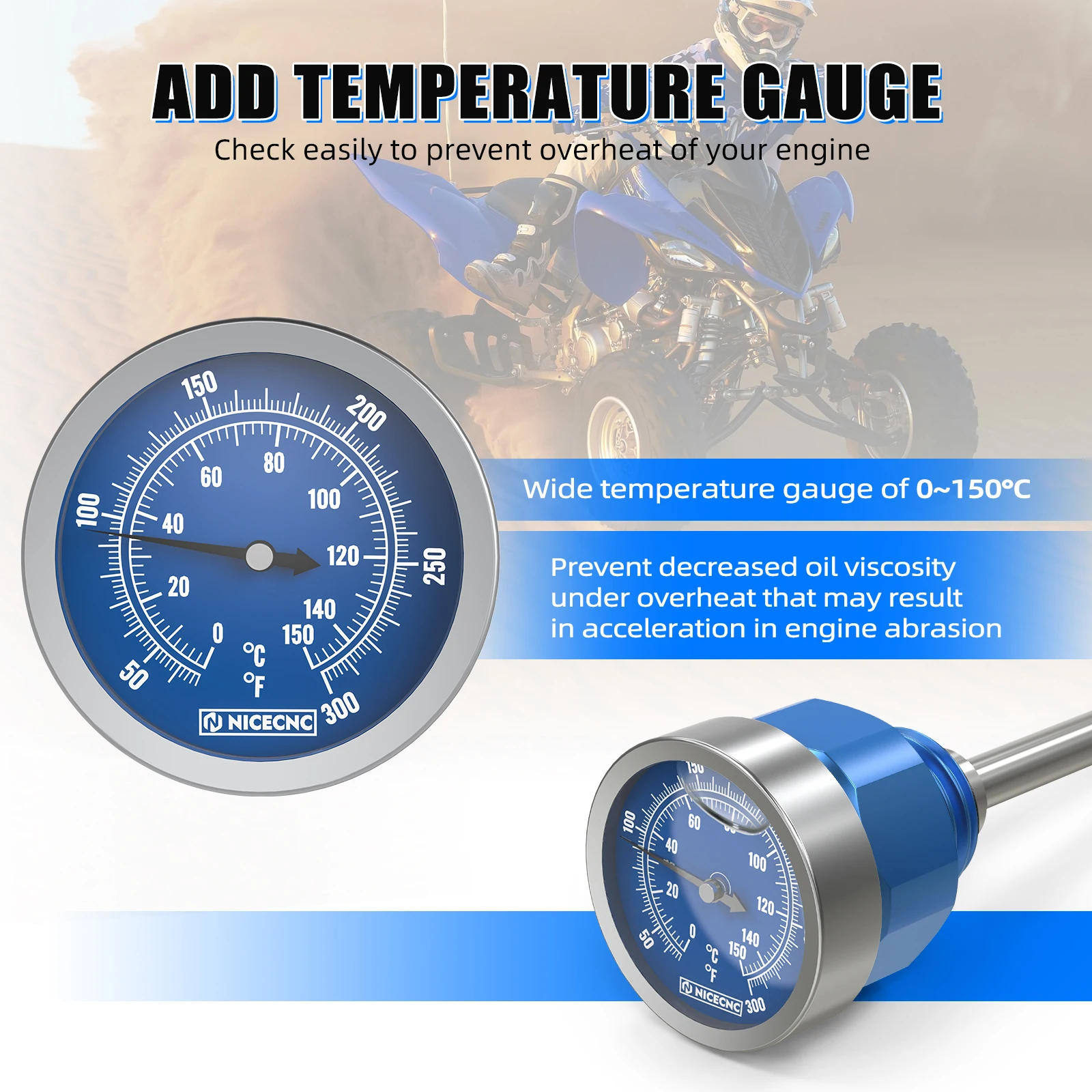 NICECNC Für Yamaha Raptor 700 700R 2006-2026 Ölmessstab mit Temperaturanzeige Für Yamaha Raptor 660R YFZ450 ATV Zubehör – Detail 7