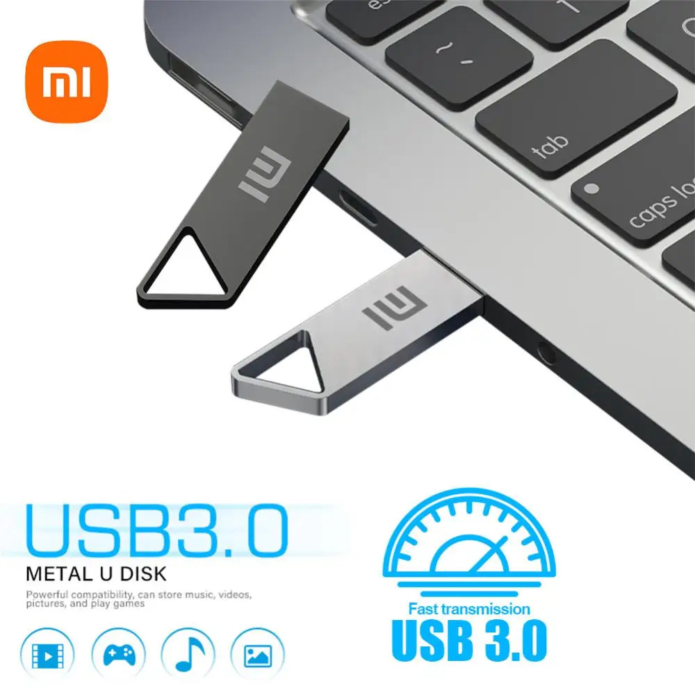 Xiaomi Thumbdrive Metal Flash Drive, Disco U impermeável, Chaveiros, Chaveiros, Pode ser Fixado Memória, Unidade USB, Novo, 1TB, 2TB, 256GB, 512 GB