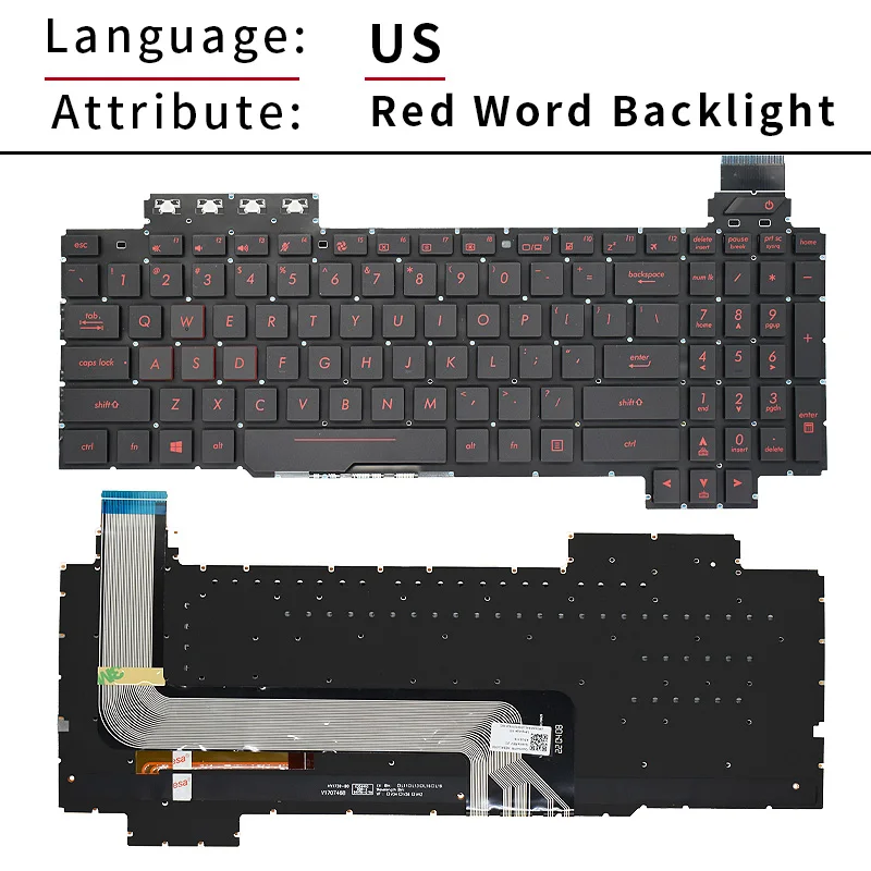 New US/Russian Backlit Keyboard for ASUS V170746BK1 ROG FX503 FX503VD FX503VM FX503V FX63 Notebook PC Keyboards Red Keycaps 3