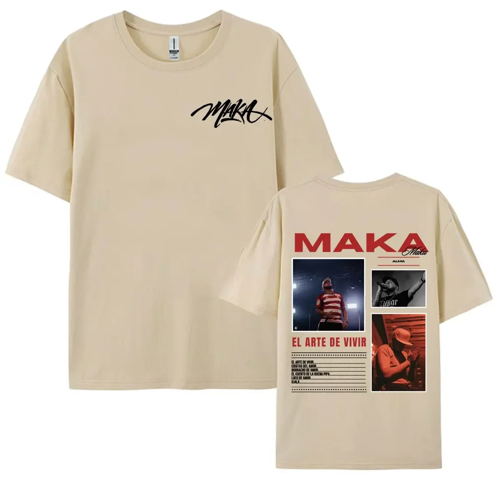 Camisetas con estampado de doble cara del rapero Maka Aura Tour 2025, camiseta informal Vintage para hombres y mujeres, gran oferta
