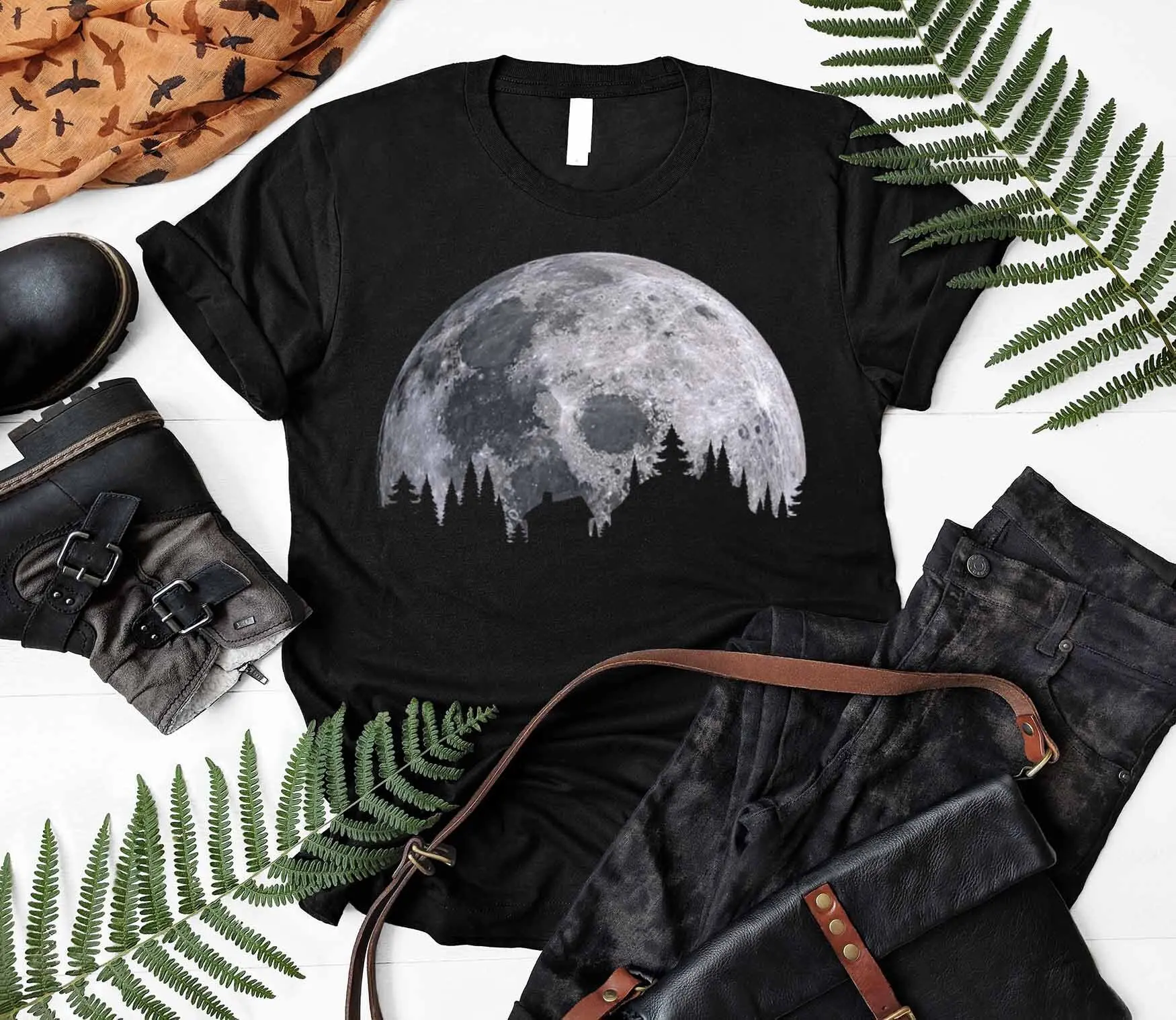 Moon T-Shirt Bohemian Voor Minnaar Vrouwen Haar Vol