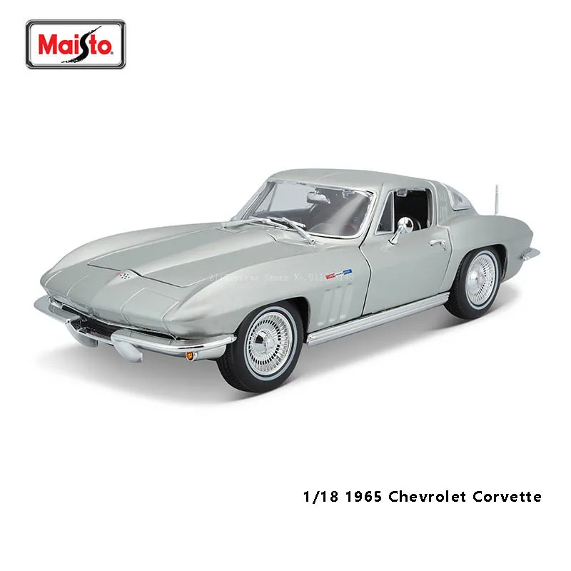 

Maisto 1:18 1965 Chevrolet Corvette silver Brand Alloy Car Model Classical Static Die Cast Model Collection Gift Toy Gift