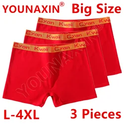 3 Pieces Women's Red Boxers Briefs Big Size Cotton Undies Underwear Large Panties 2025 Chinese New Years Gifts L XL 2XL 3XL 4XL