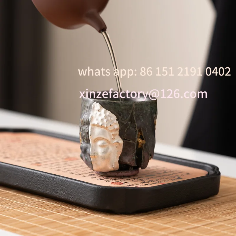 Customizable burnt ceramic cup handmade merchandise high-end retro teacup tea cup