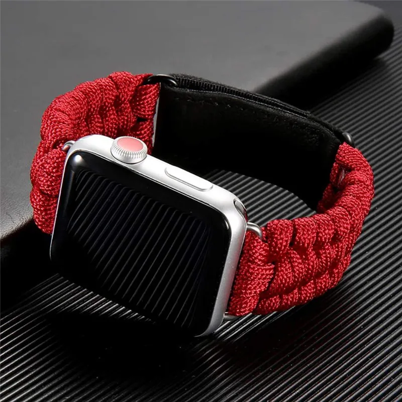 Überlebens seil armband für Apple Uhren armband 44mm 40mm 45mm 38mm 49mm im Freien Leder verschluss Armband iwatch Serie 9 8 7 se ultra 2