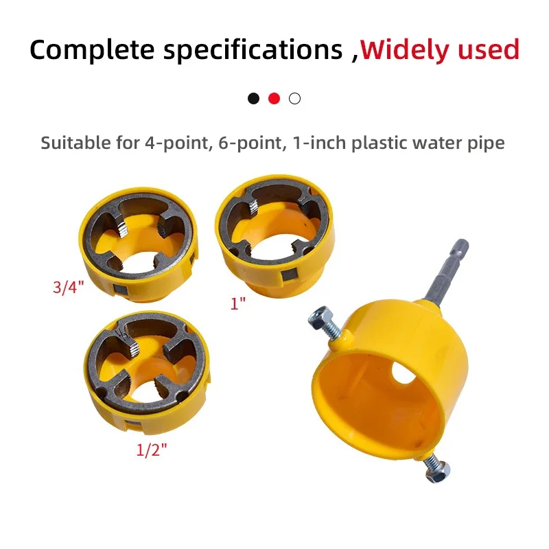 9pcs/Set PVC Pipe Threader Kit Pipe Round Die 4 Points 6 Points PPR Water Pipe Internal Thread Opener Hand Tools Electric Style