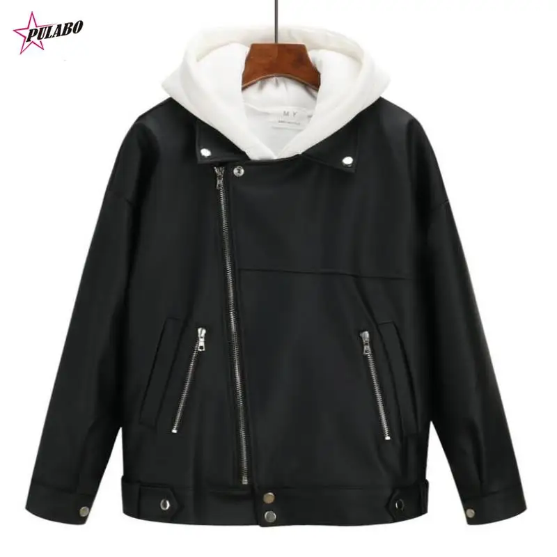 PULABO-Veste en cuir de style coréen pour femme, faux manteau, vêtements d'extérieur féminins, petit ami, noir, Y2K, arrivée, automne, hiver