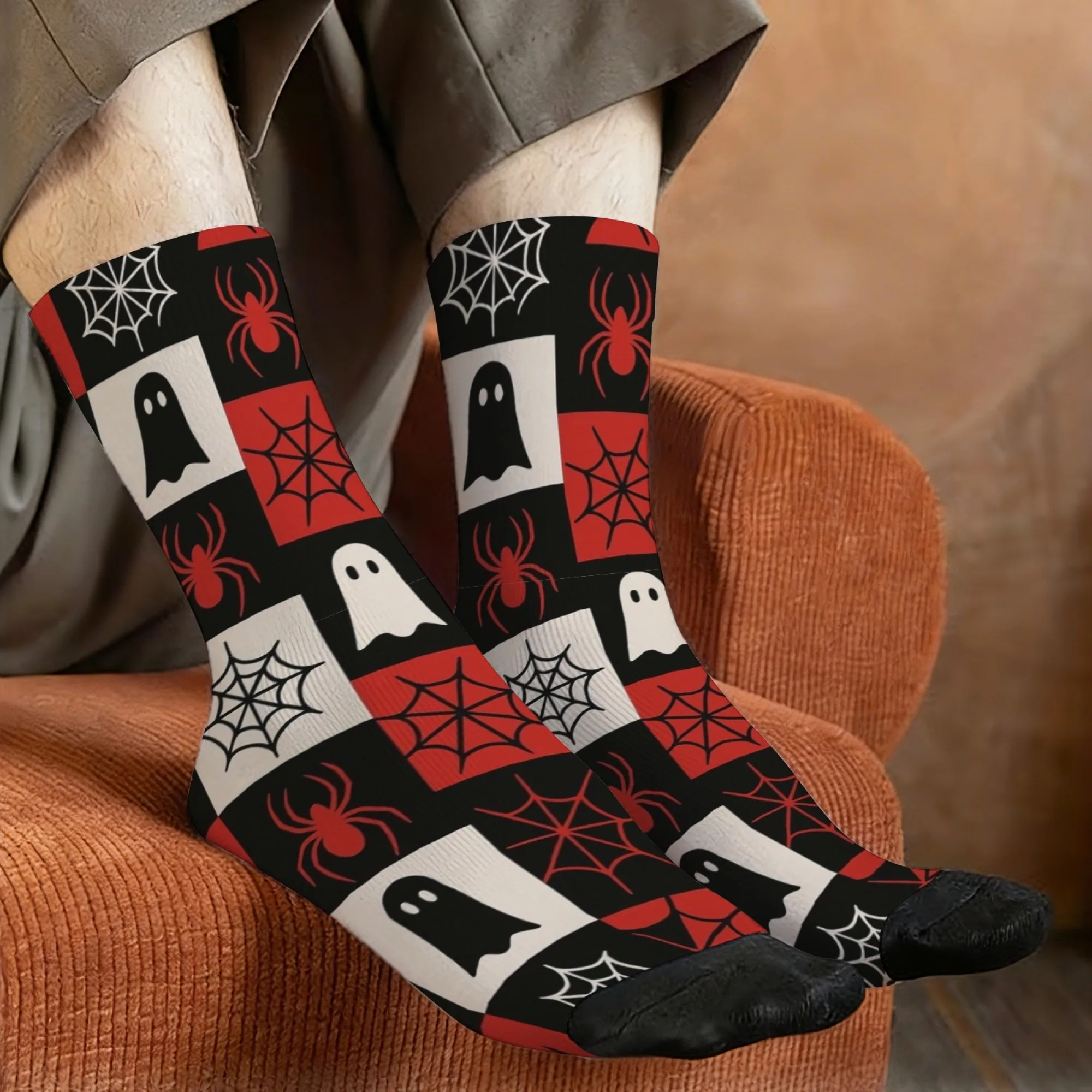 Ghost Spider Halloween Socks Durable Lightweight Smooth Men's Socks Cycling Hiking Camping Street Parties Fashion Sports Socks