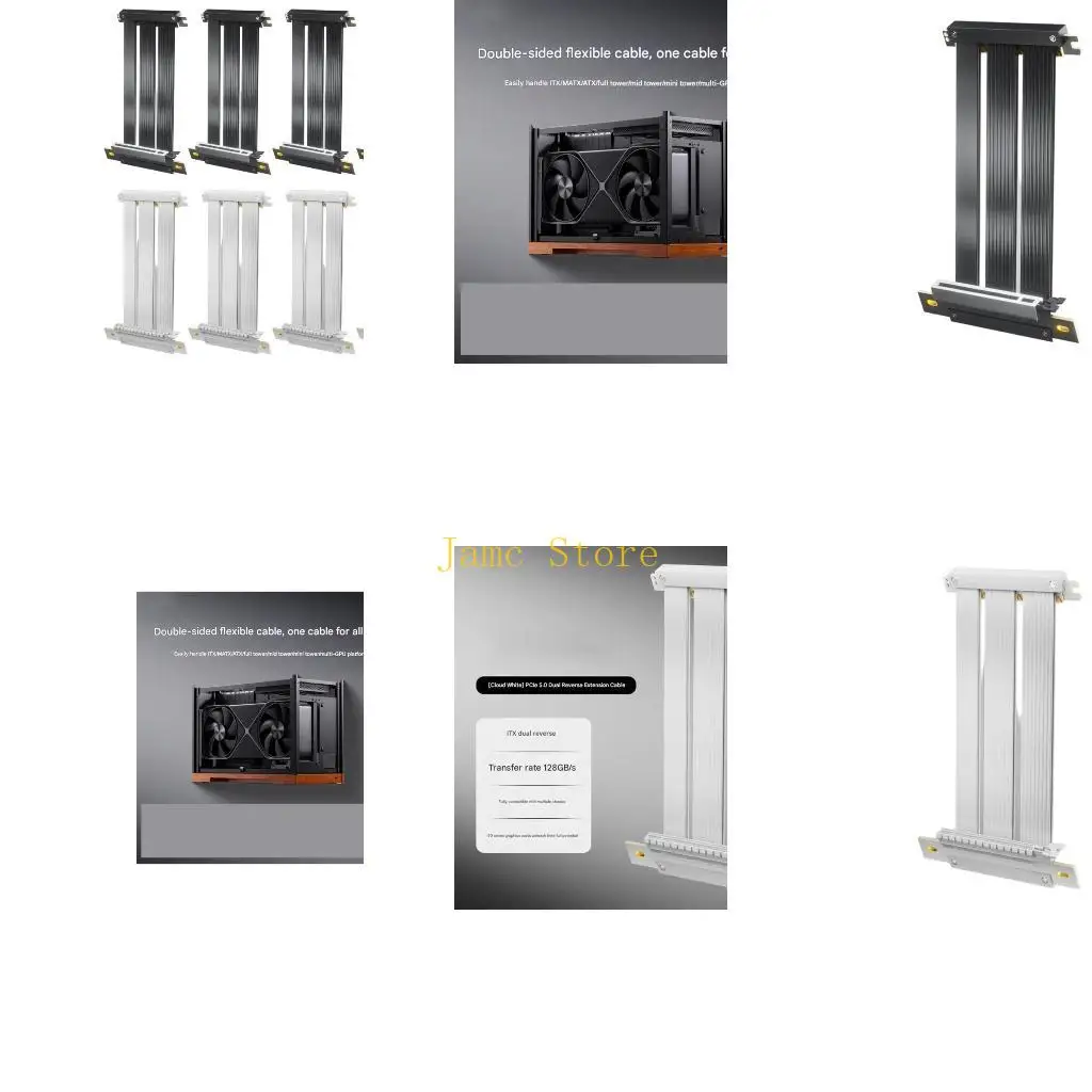 

LX0B PCIe 5.0 Fast speed Risers Cable Double Reverse 90 Degree for ITX Case and Vertical GPU Mounting